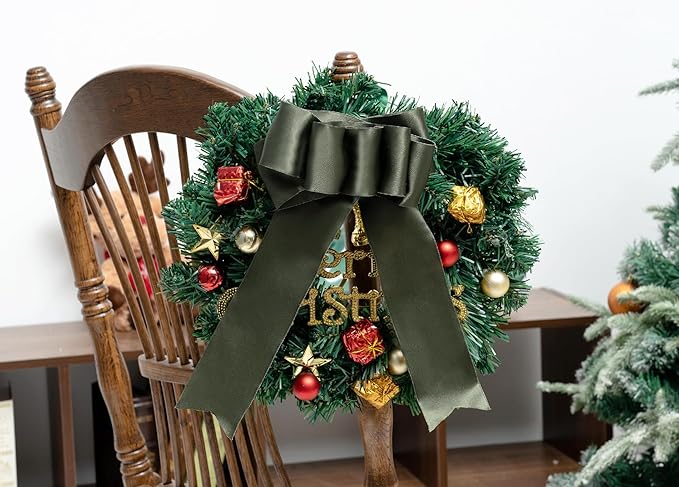 Moss Green Satin Ribbon Double-Faced Wired Ribbons - Image 6