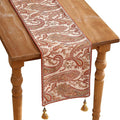 ISAENNE Designer Elegant Red Linen Table Runner 71 Inches Long, Vintage Paisley by Isaennehomedecoration