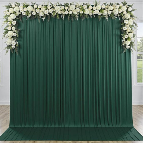 10 ft x 8 ft Wrinkle Free Hunter Green Backdrop Curtain by Outpain