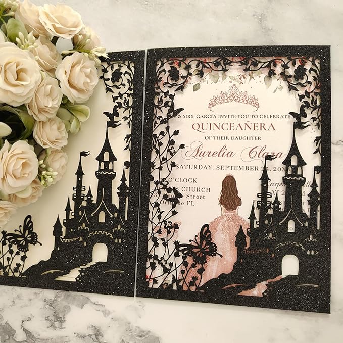 20PCS Castle Pocket Invitations, Quinceanera Invitations - Image 4
