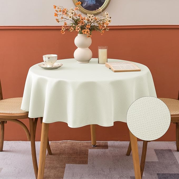 Fitable 2 Pack Beige Round Table Cloth - Image 2