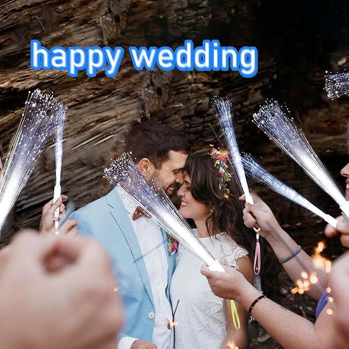 25 Pcs White Fiber Optic Wands, 3 Models Wedding Sparklers, Glow Sticks Light - Image 4