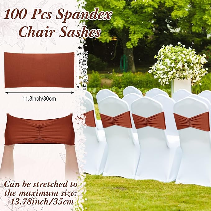 Moukeren 100 Pcs Spandex Chair Sashes Bows Bands Slider Sashes - Image 2