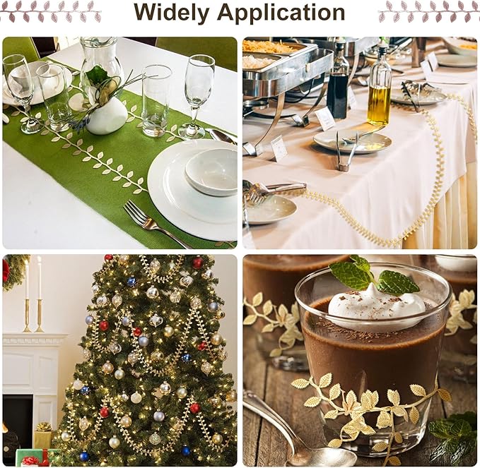 Naidiler Rose Gold Leaf Ribbon, Artificial Vines Leaves String Trim Ribbon Wild - Image 7