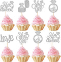 30 PCS He Asked She Said Yes Cupcake Toppers Diamond Ring Cupcake Picks Love I by ZHUOWEISM