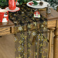 Artoid Mode Black Gold Snowflakes Christmas Gauze Table Runner 120 Inch 10FT by ArtoidMode