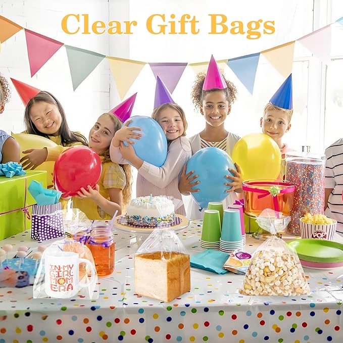 100 PCS Cellophane Treat Bags, Cidenbio 9x12 In Clear Cellophane Gift Bags - Image 6