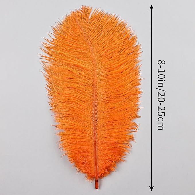 THARAHT Orange Ostrich Feathers 12pcs Natural Bulk 8-10Inch 20cm-25cm - Image 2