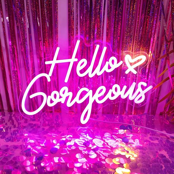 Hello Gorgeous Neon Signs Hello Gorgeous Wall Decor, Hello Gorgeous Bathroom - Image 7