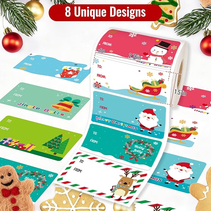 500 PCS Tags - Santa Claus Stickers, Self-Adhesive Cartoon Christmas Tags - Image 2
