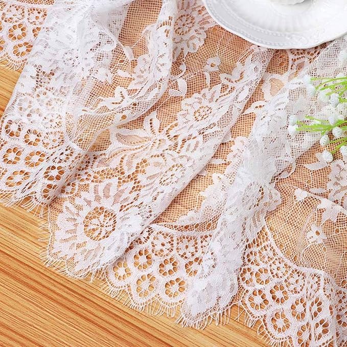 Lace Tablecloth White Wedding Tablecloths 60x120 Inch Vintage Rustic Farmhouse - Image 5