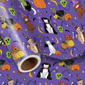 LeZakaa Halloween Purple Animal Wrapping Paper Roll, Cat Dog in Halloween by LeZakaa