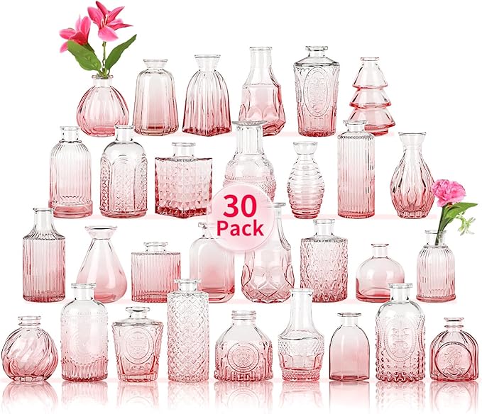 Glass Bud Vases in Bulk Set of 30 Pcs, Small Glass Vases by earthgadgets