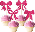 Gyufise 36Pcs Bow Cupcake Toppers Glitter Bowknot Cupcake Picks Bow Tie by Gyufise