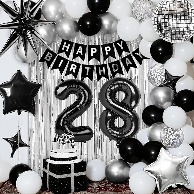 28th Birthday Decorations for Men Women, Fringe Curtains Kit - Image 7