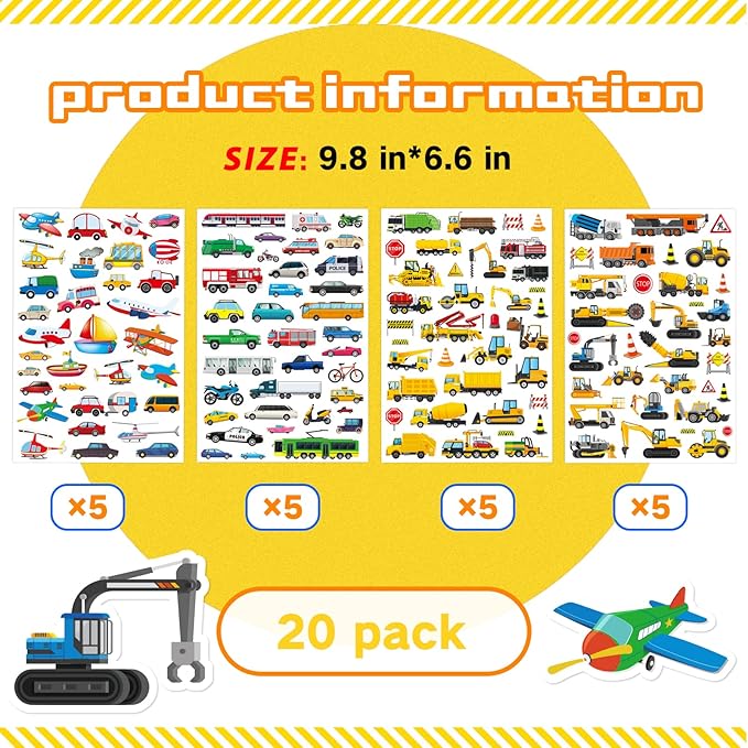 Construction Cars and Trucks Stickers 665 Counts Transportation Waterproof Car - Image 4