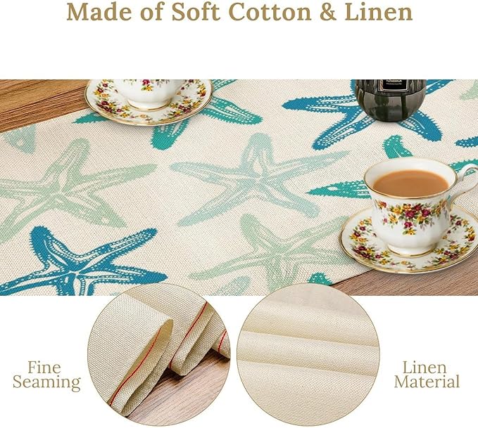 Starfish Plaid Table Flag Green Plaid and Marine Life Starfish Kitchen Table - Image 6