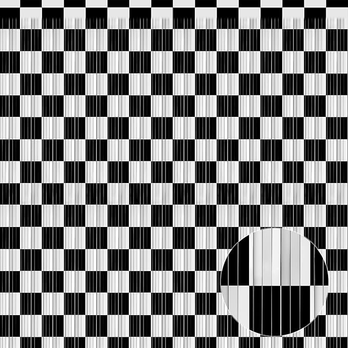 Crosize 2 Pack 3.3 x 9.9 ft Black & White Foil Fringe Curtains Party Decorations by Crosize
