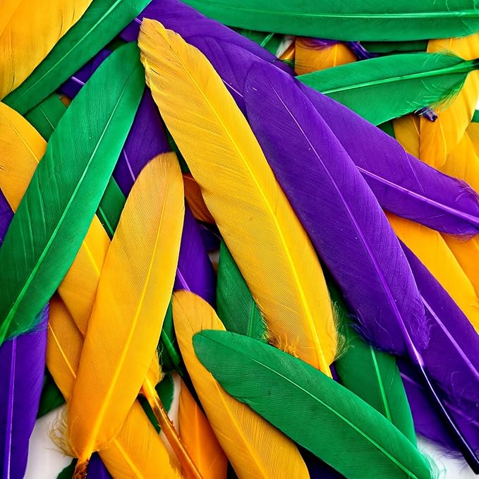 FeelfunFeather 120pcs Mardi Gras Goose Cochettes Feather 4-6 inch Decorative - Image 5