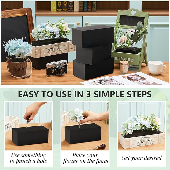 Lallisa 12 Pcs Reusable Floral Foam Blocks Water Weather Resistant Dry Floral - Image 3