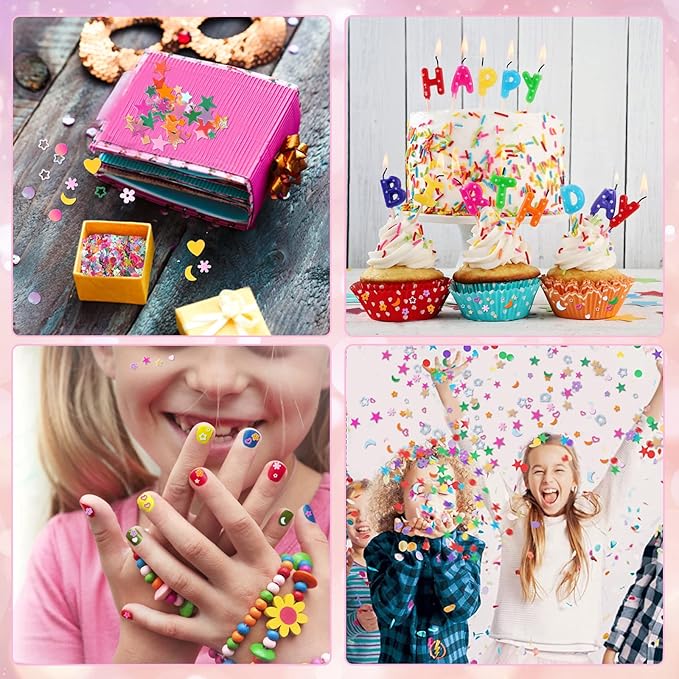 Multicolor Manicure Glitter Confetti 3.6oz/100g, Mixed Shapes Size 2-10mm - Image 5