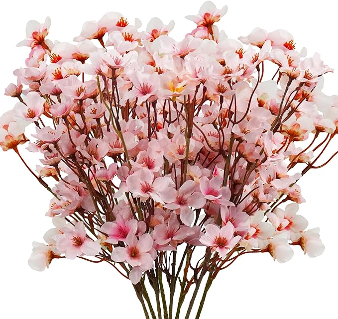 Uieke 8Pcs Artificial Cherry Blossom Flowers, Silk Cherry Blossom Branches by Uieke