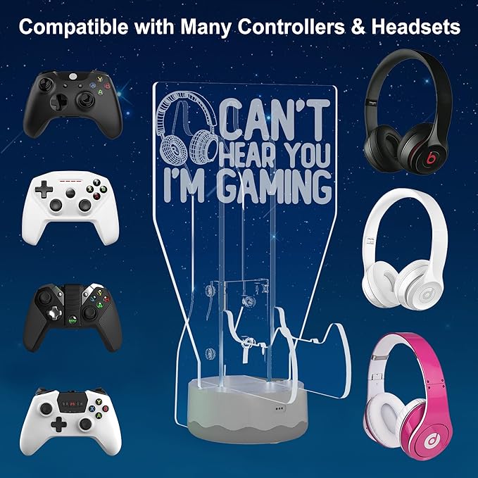 Light Up Headset and Controller Stand, 16 Colors 3D LED Lights Gamepad - Image 3