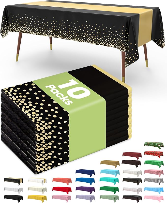 Pureegg Plastic Table Cloth Disposable 10 Pack, 54 x 108 Inch, Table Runner by Pureegg