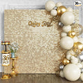 Qcity Champagne Gold Shimmer Wall Backdrop 36PCS, Square Sequin Glitter by QCITY