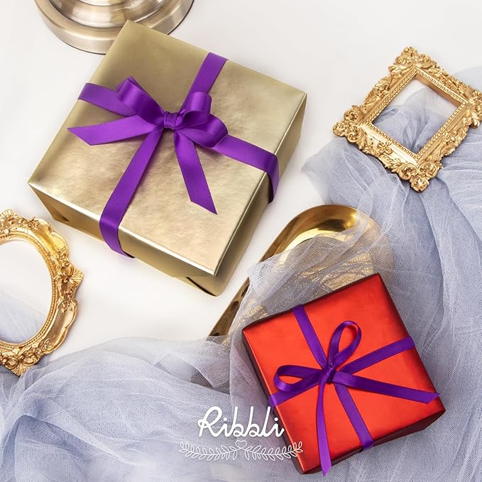 Ribbli Purple Satin Ribbon Double Faced Satin 1/4 Inch x Continuous 100 - Image 3