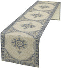 Boho Bohemia Style Table Runner, Vintage Blue Gold Retro Flower Rustic Country by Unknown