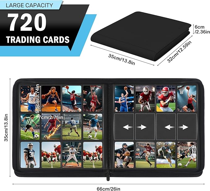 Trading Card Binder 12 Pocket, Zipper Binder Card Album Holds 720 Cards - Image 2