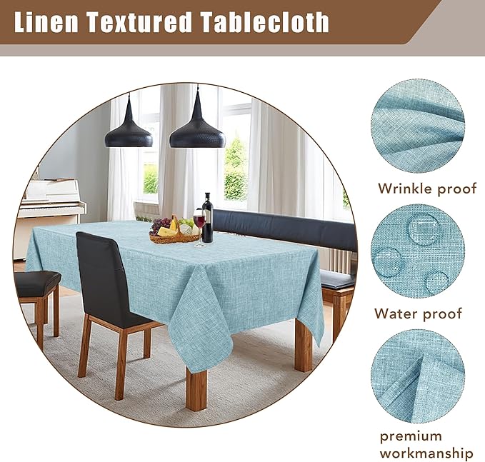 Fitable Linen Textured Square Tablecloths 2 Pack, Waterproof Fabric - Image 4
