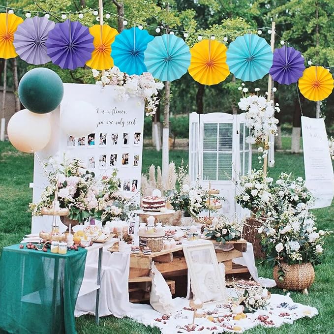 Yellow Birthday Decorations, DIY Yellow Paper Fans Hanging Decoration, Party - Image 7