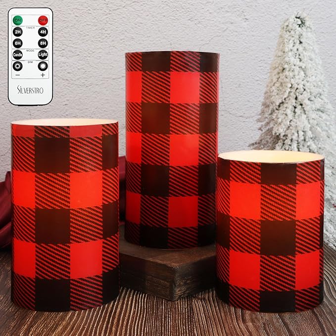 Silverstro Christmas Red Flameless Candles: Farmhouse Theme Flickering Real Wax - Image 8