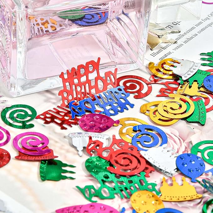 VHUWE Happy Birthday Confetti, 1.6 oz Multicolor Cake Balloon Swirl Confetti - Image 5