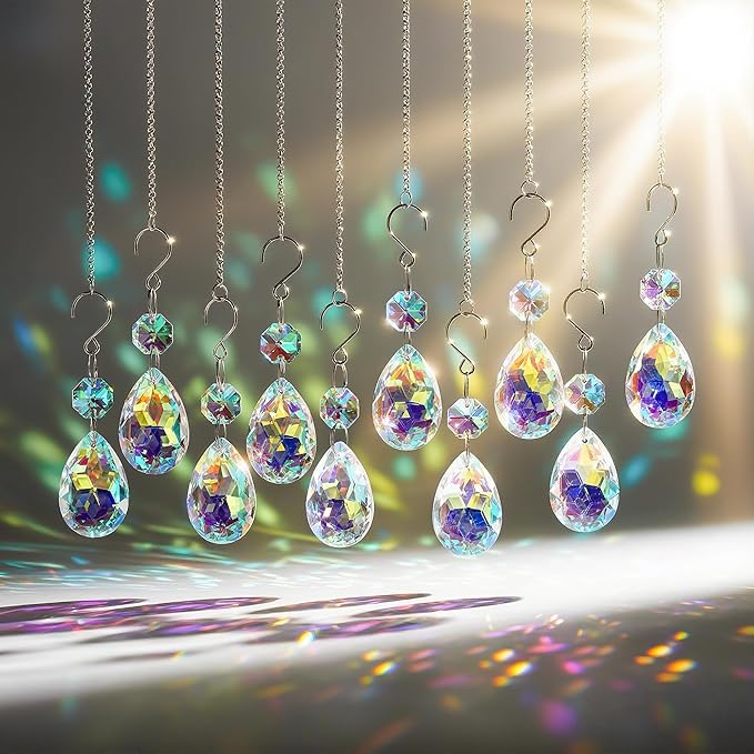 H&D HYALINE & DORA 3Inch Crystal Suncatcher Bauhinia Prisms Pendants 10Pcs by HDHYALINEDORA