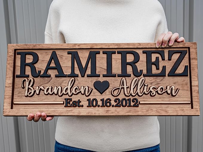 Bridal Shower Gift | Personalized Wedding Gift Last Name Established Sign | - Image 5