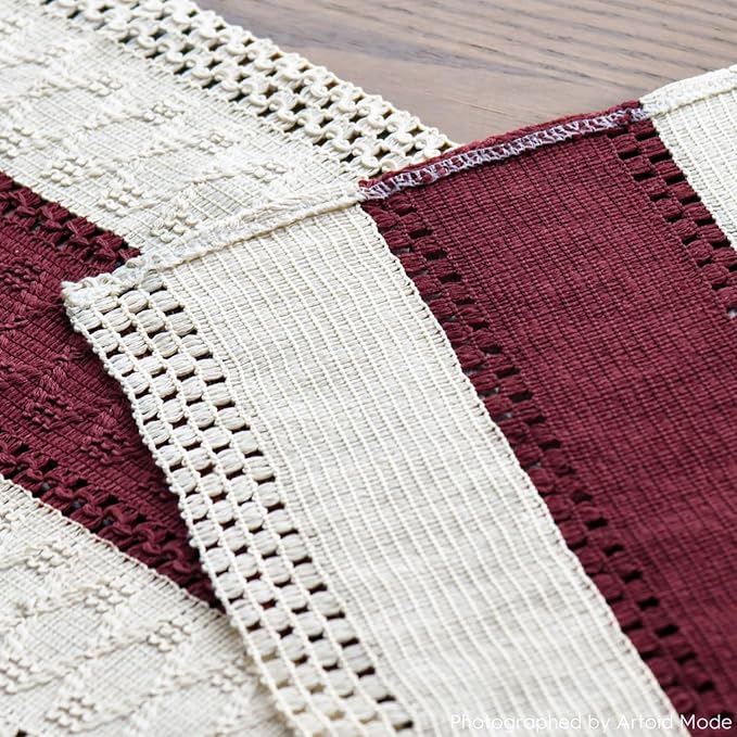 Artoid Mode Red Farmhouse Rustic Table Runner, Seasonal Holiday Hollow Kitchen - Image 5