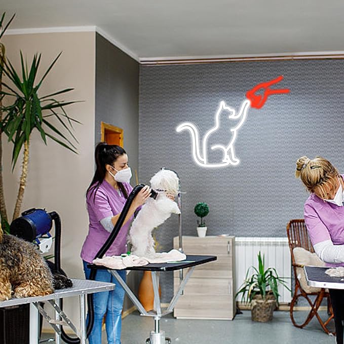 LISIGNVE Cat Handshake Neon Sign Human Beings and Animals Neon Light - Image 7
