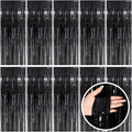Black Party Streamers Foil Fringe Backdrop Curtains Tinsel Streamers Birthday by BOMSI