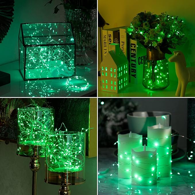 HXWEIYE 12 Pack 7ft 20LED Green Fairy Lights Battery Operated - Image 5