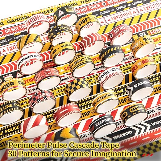 30 Rolls Warning line Theme Washi Tape Set, Writable Decorative Tapes - Image 3
