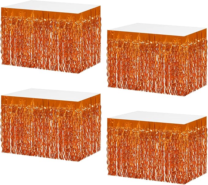 4P Wavy Metallic Tinsel Foil Fringe Table Skirts by Unknown