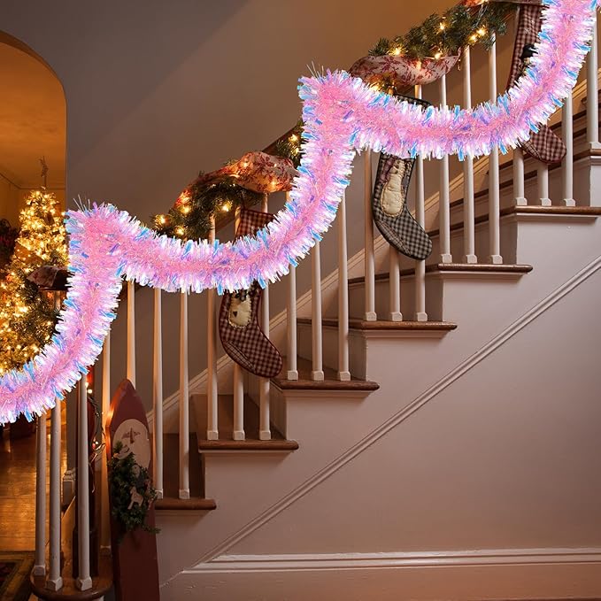 72 Feet Christmas Tinsel Garland Shiny Metallic Tinsel Twist Garland Streamers - Image 7