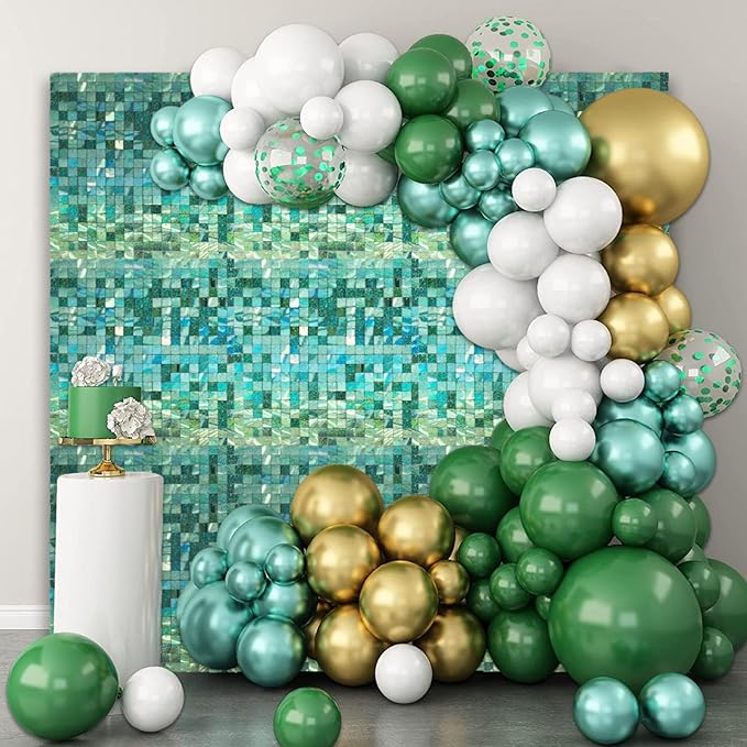 24PCS Light Green Shimmer Wall Backdrop, Laser Square Sequin Photo Backdrops - Image 4