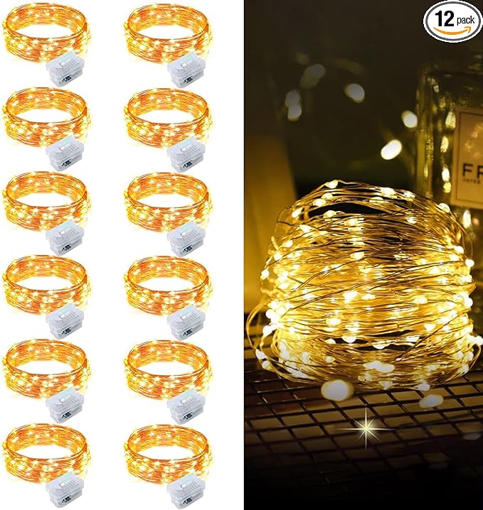 Aogist 12 Pack Fairy Lights 3 Modes 7ft 20 LED Waterproof, Battery Operated by Aogist