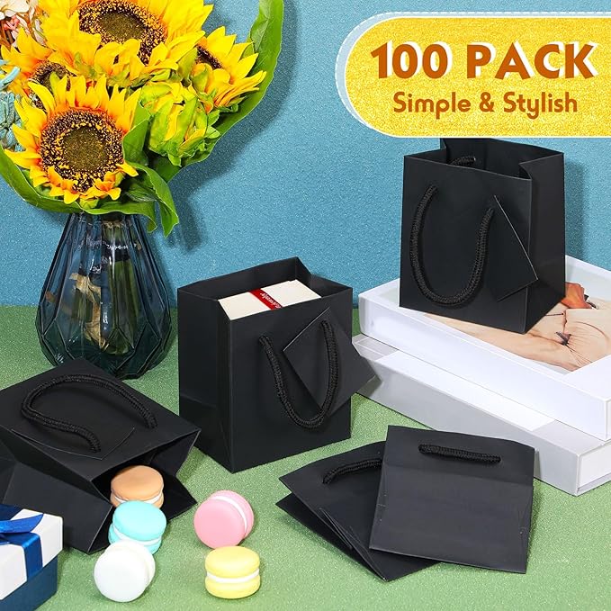 Sherr 100 Pack Mini Gift Bags Bulk, 4 x 2.75 x 4.5 Inches Paper Bags - Image 6