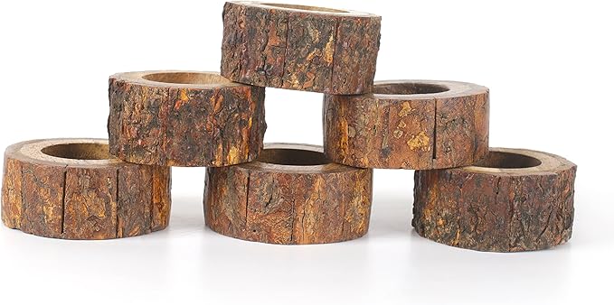 Farmhouse Rustic Wood Napkin Rings Set of 12 - Image 4