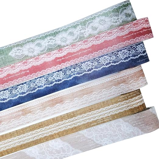 Lace Pattern Washi Tape Set, 6 Rolls Japanese Paper Decorative Stickers by Auriicleaf